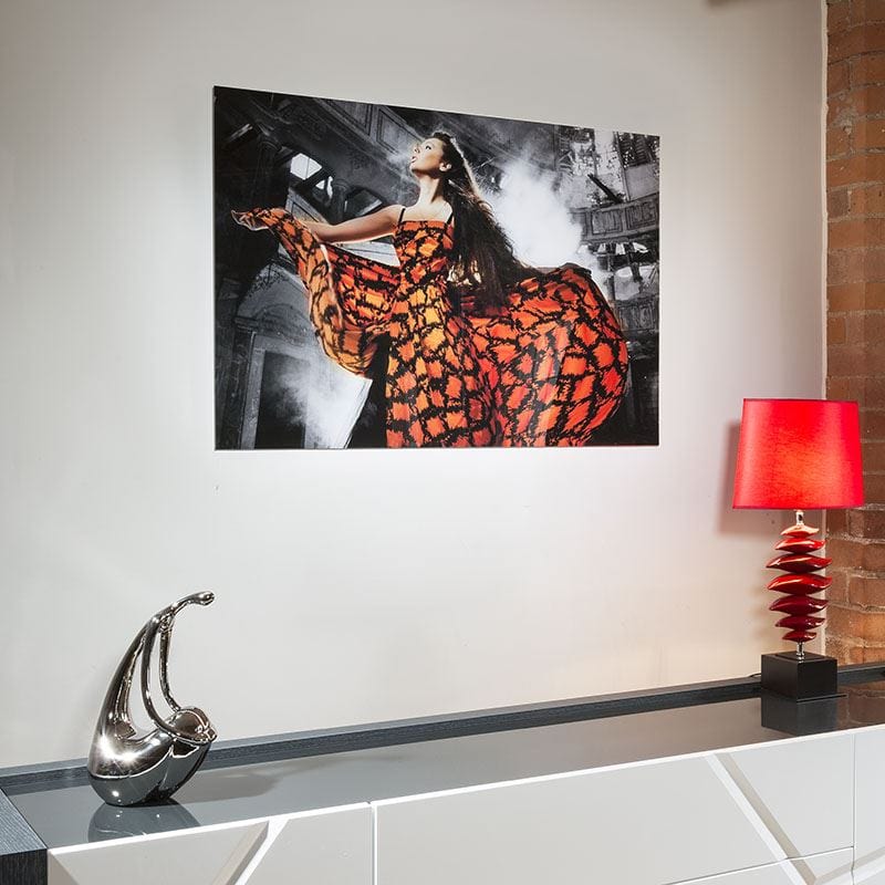 Stunning Large photographic Art On Acrylic. Woman Orange Dress GN5189