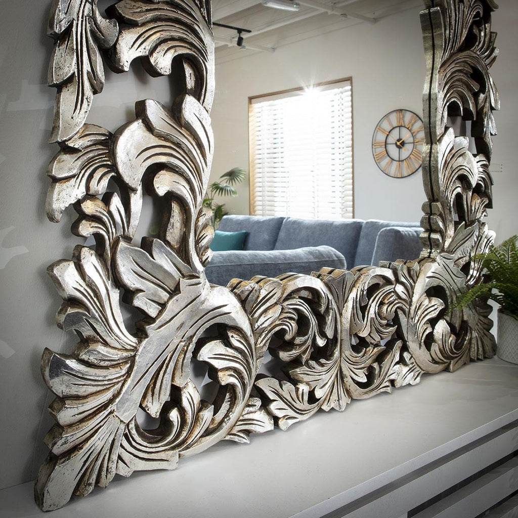 Stunning Silver Renaissance Hand Carved Mirror 150 x 100 cm