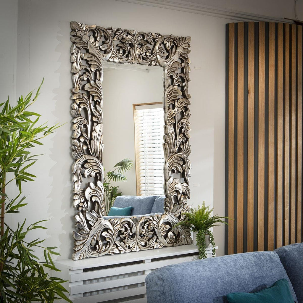 Stunning Silver Renaissance Hand Carved Mirror 150 x 100 cm