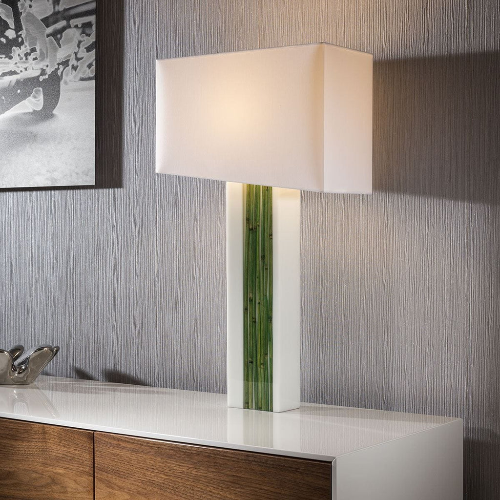 Stunning + Unique Acrylic / Bamboo table lamp/light white shade Guana