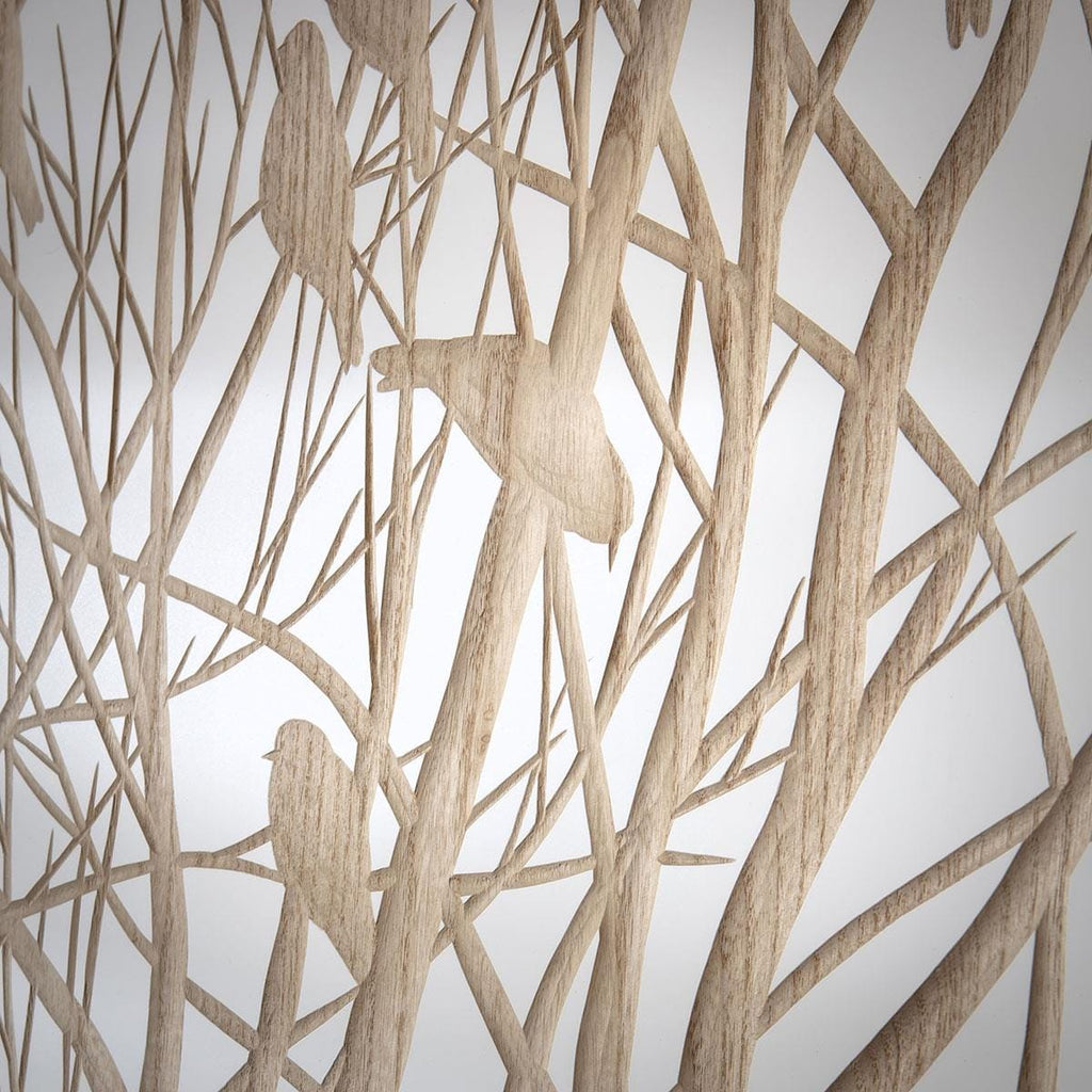 Stunning White Hand Crafted Wooded Wall Artwork Tree Birds 180x100cm
