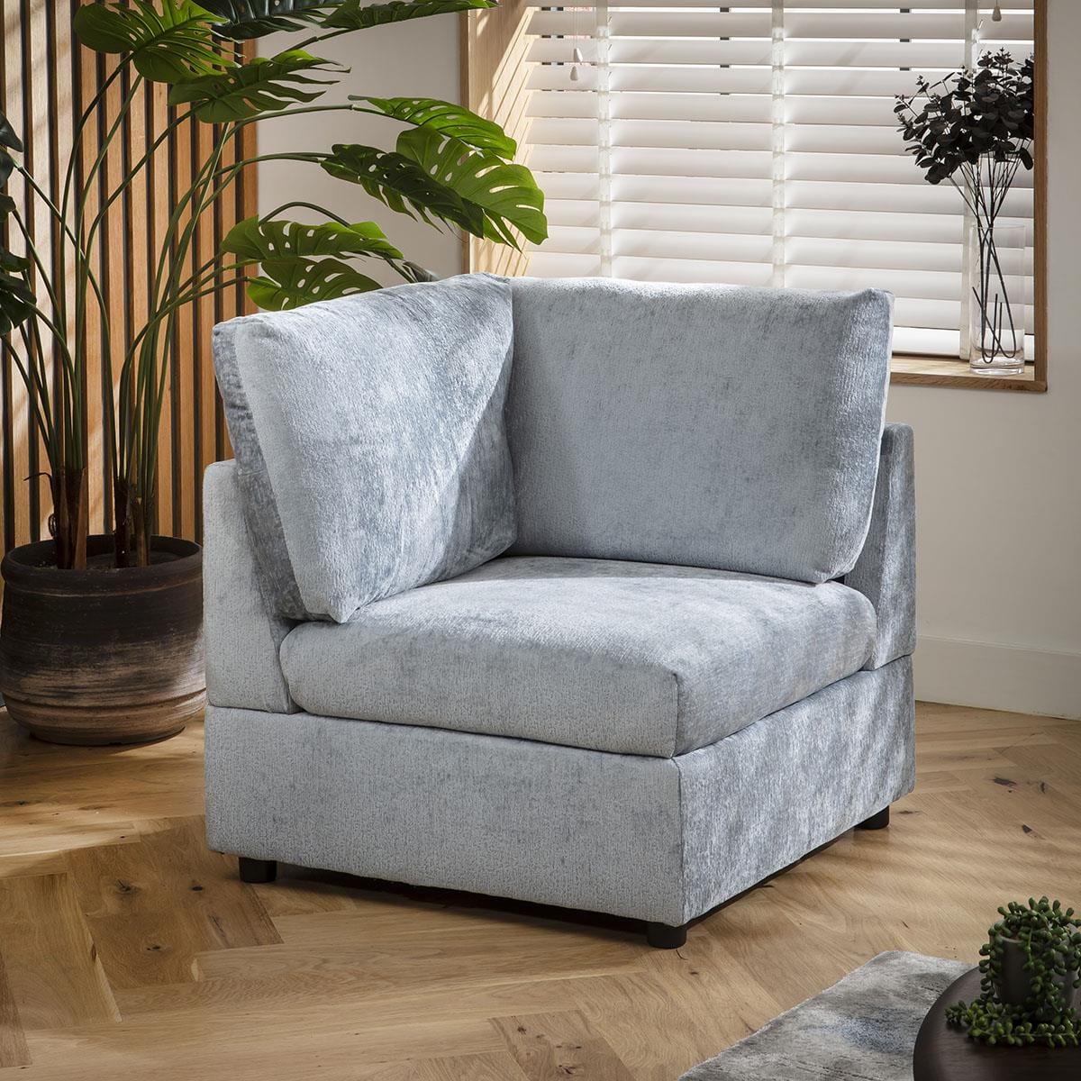 Sully Corner Section Blue Chenille 81x81cm