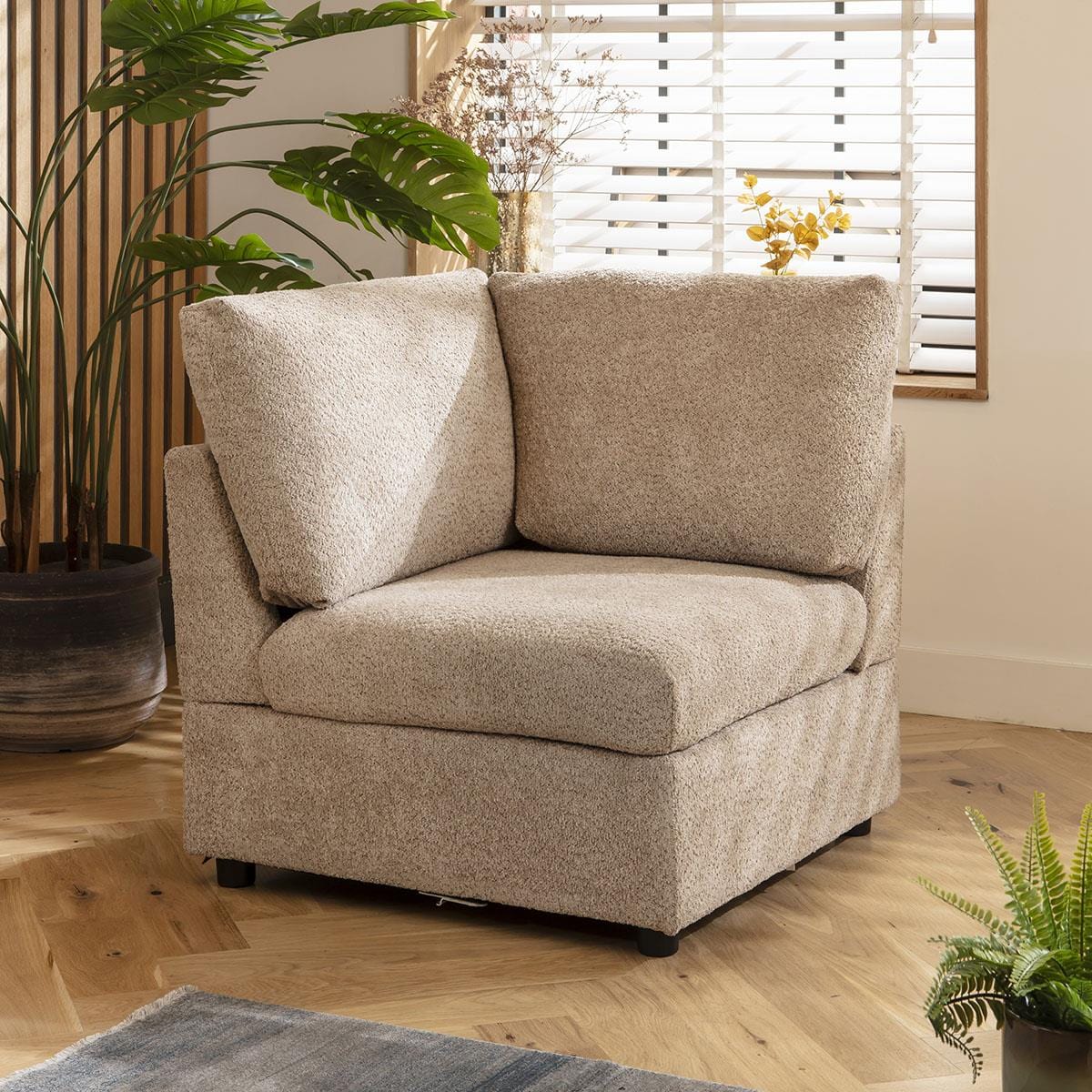 Sully Corner Section Teddy Boucle Biscuit Beige 81x81cm