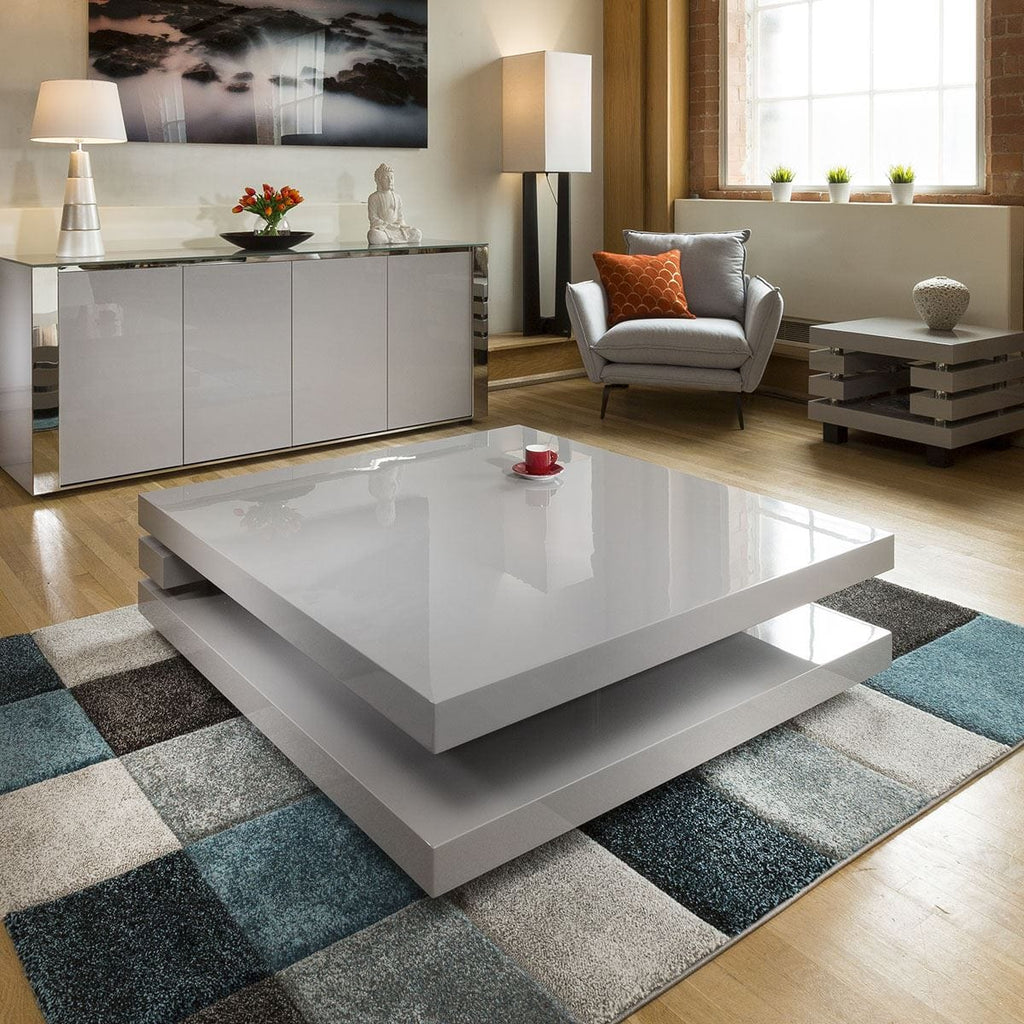Superb Extra Large Modern Square Grey Gloss 1.2mt Coffee Table 397E