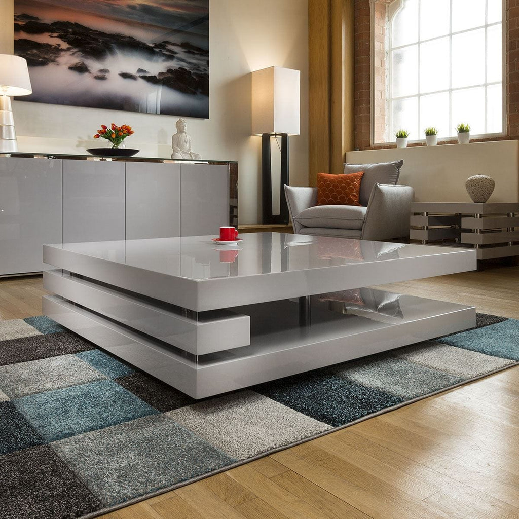 Superb Extra Large Modern Square Grey Gloss 1.2mt Coffee Table 397E