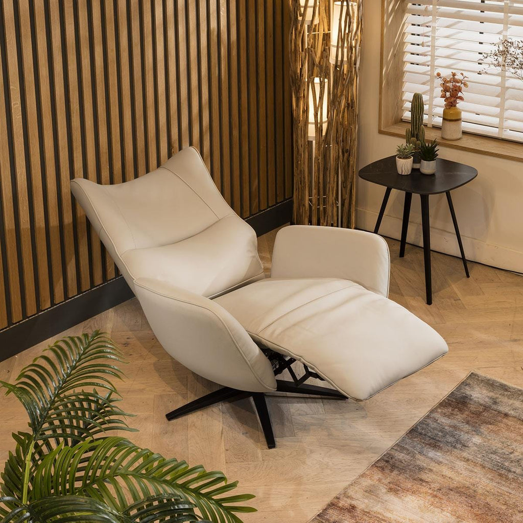 Svago Leather Recliner Armchair Beige