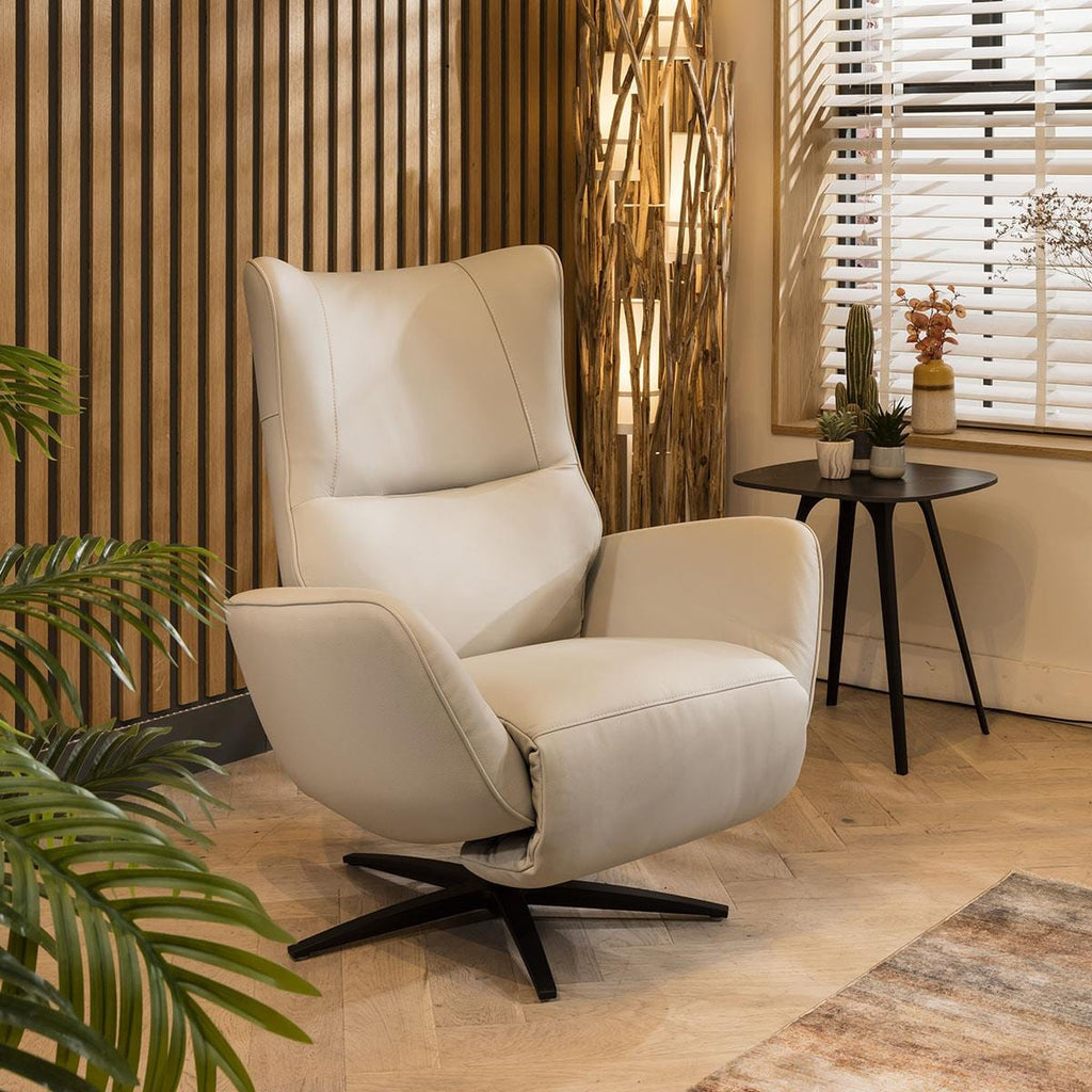 Svago Leather Recliner Armchair Beige