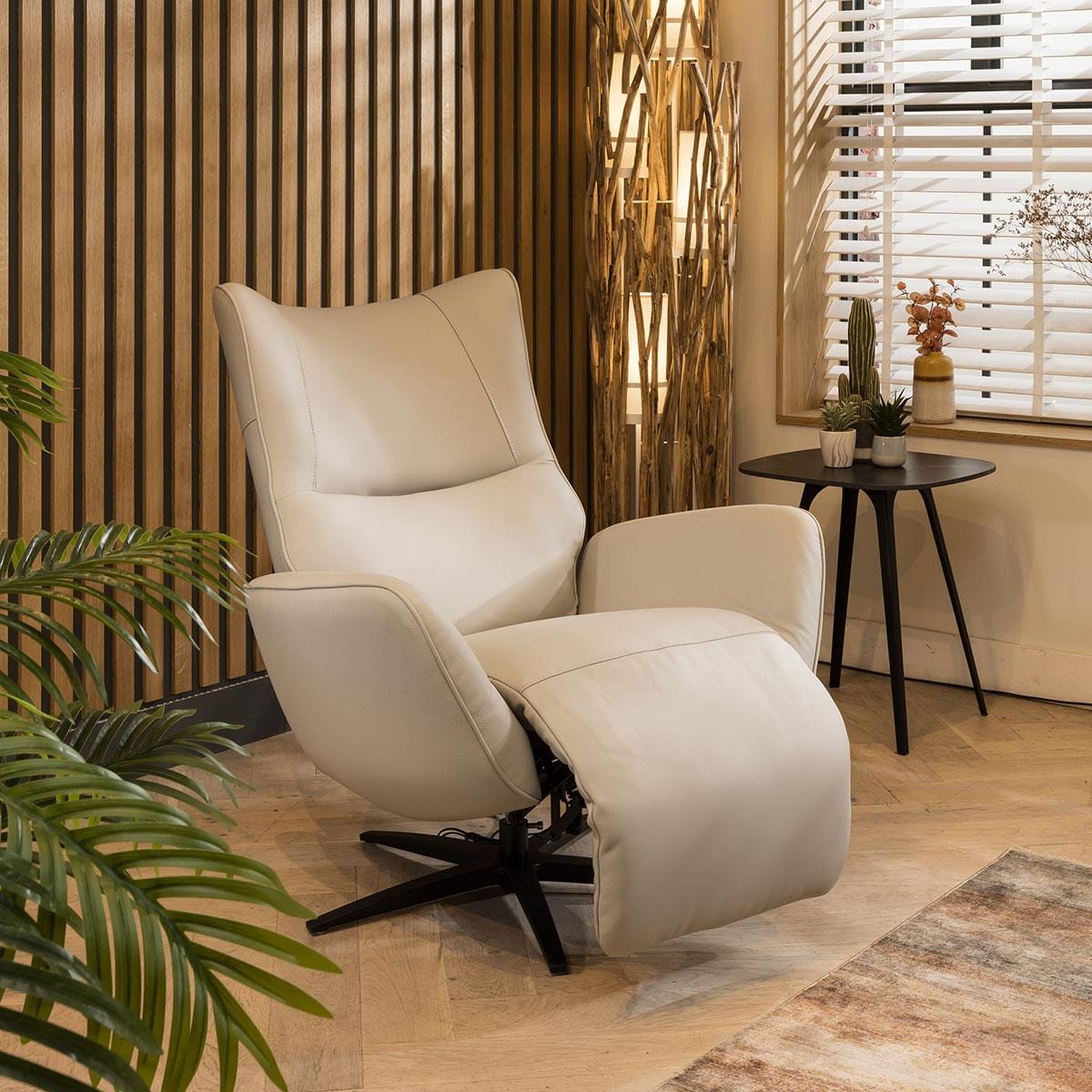 Svago Leather Recliner Armchair Beige