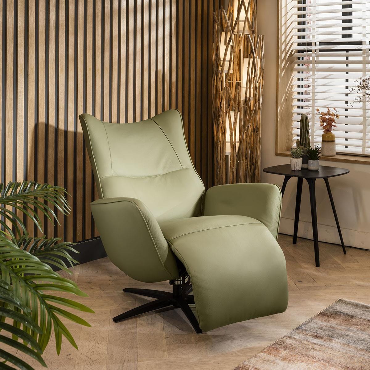 Svago Leather Recliner Armchair Green