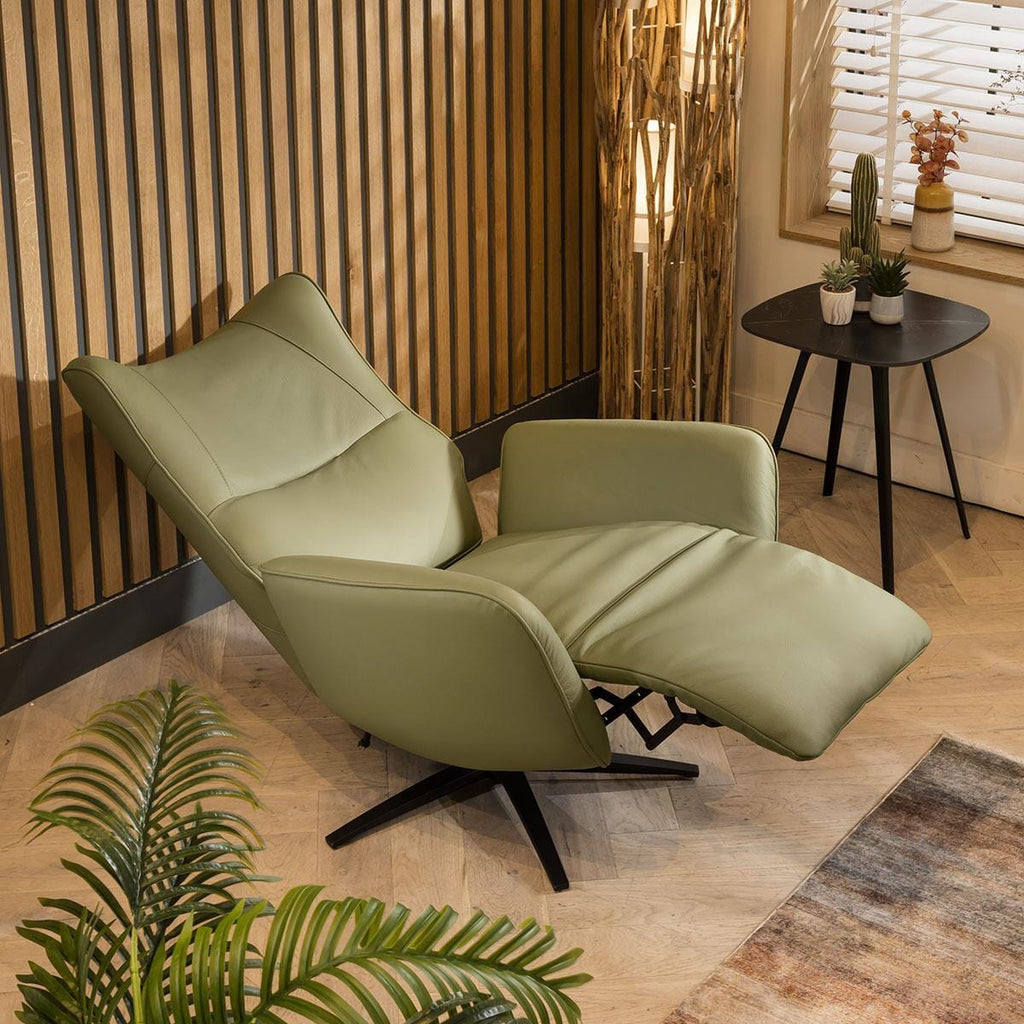 Svago Leather Recliner Armchair Green