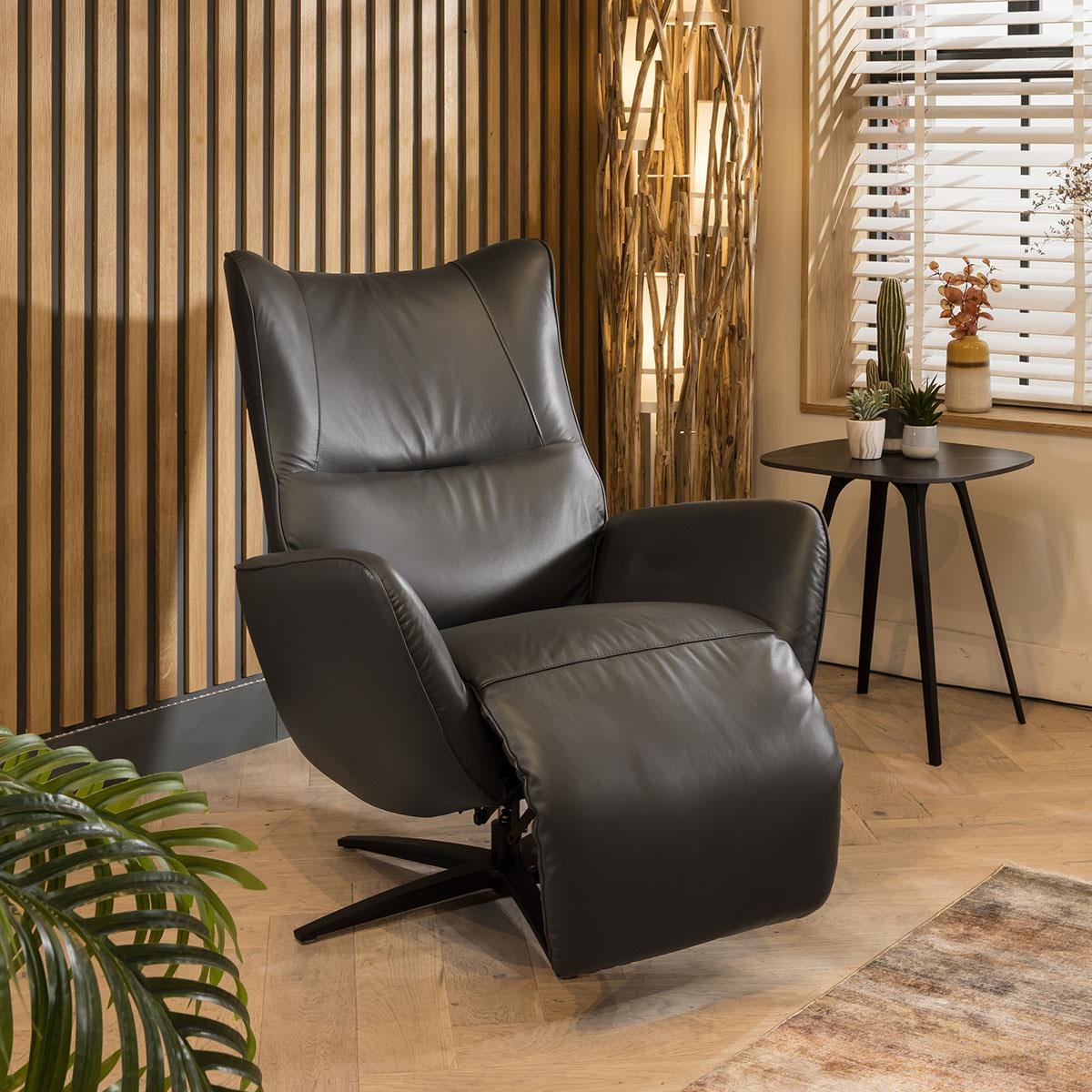 Svago Leather Recliner Armchair Grey