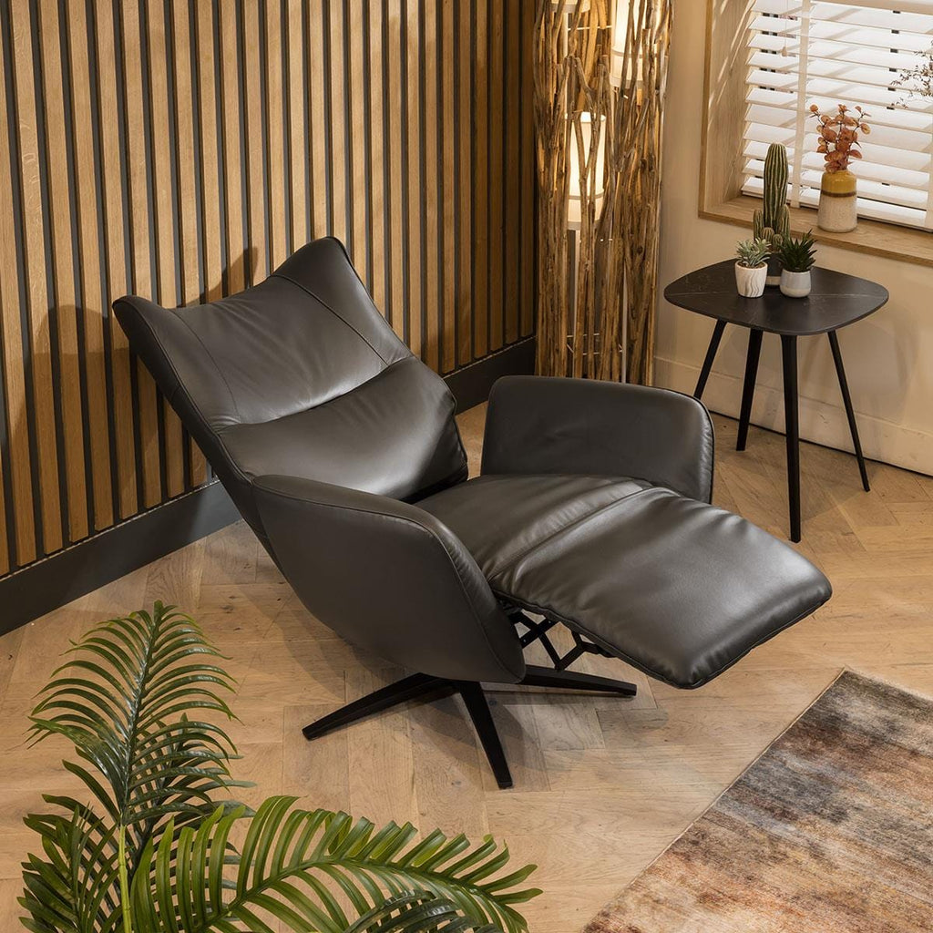Svago Leather Recliner Armchair Grey