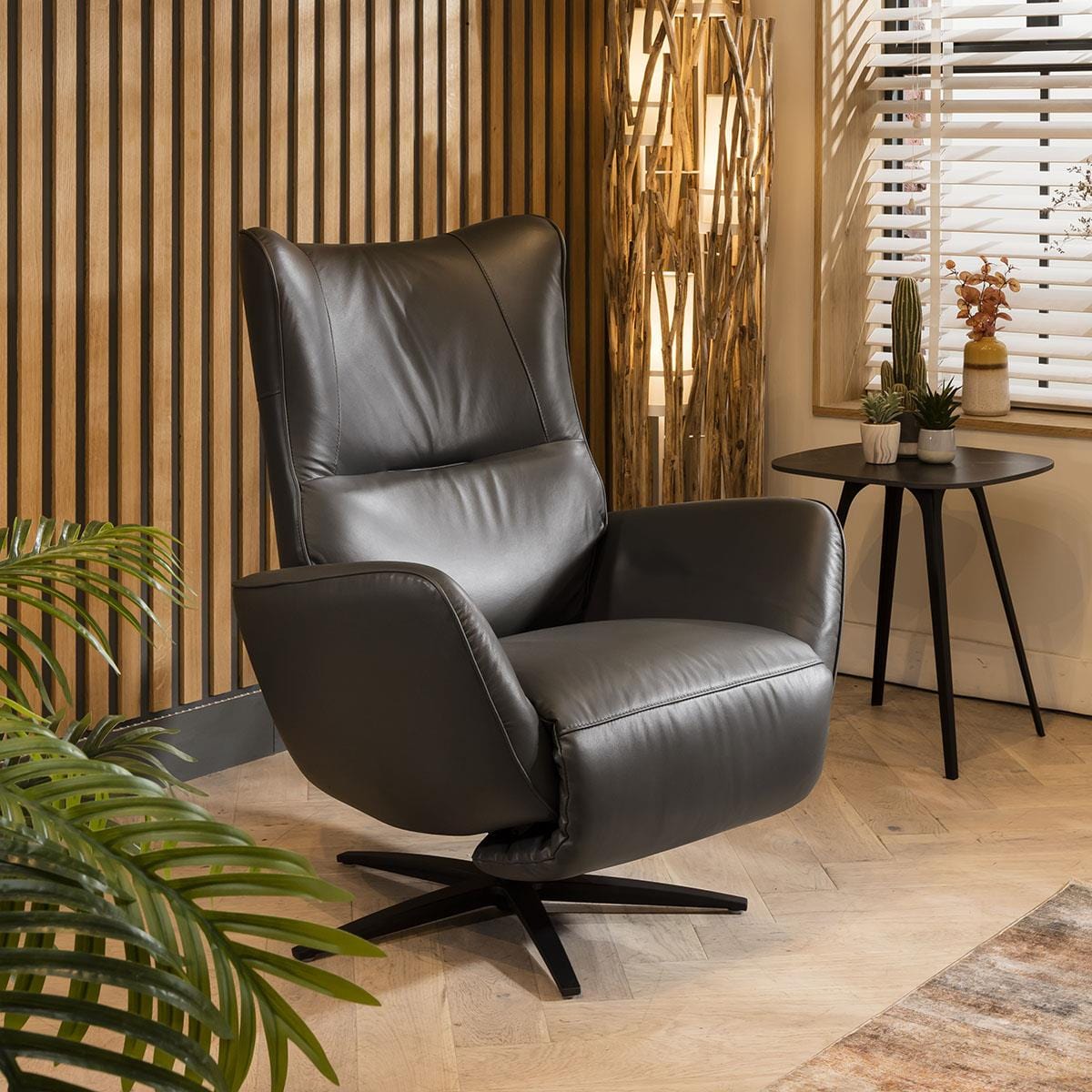 Svago Leather Recliner Armchair Grey