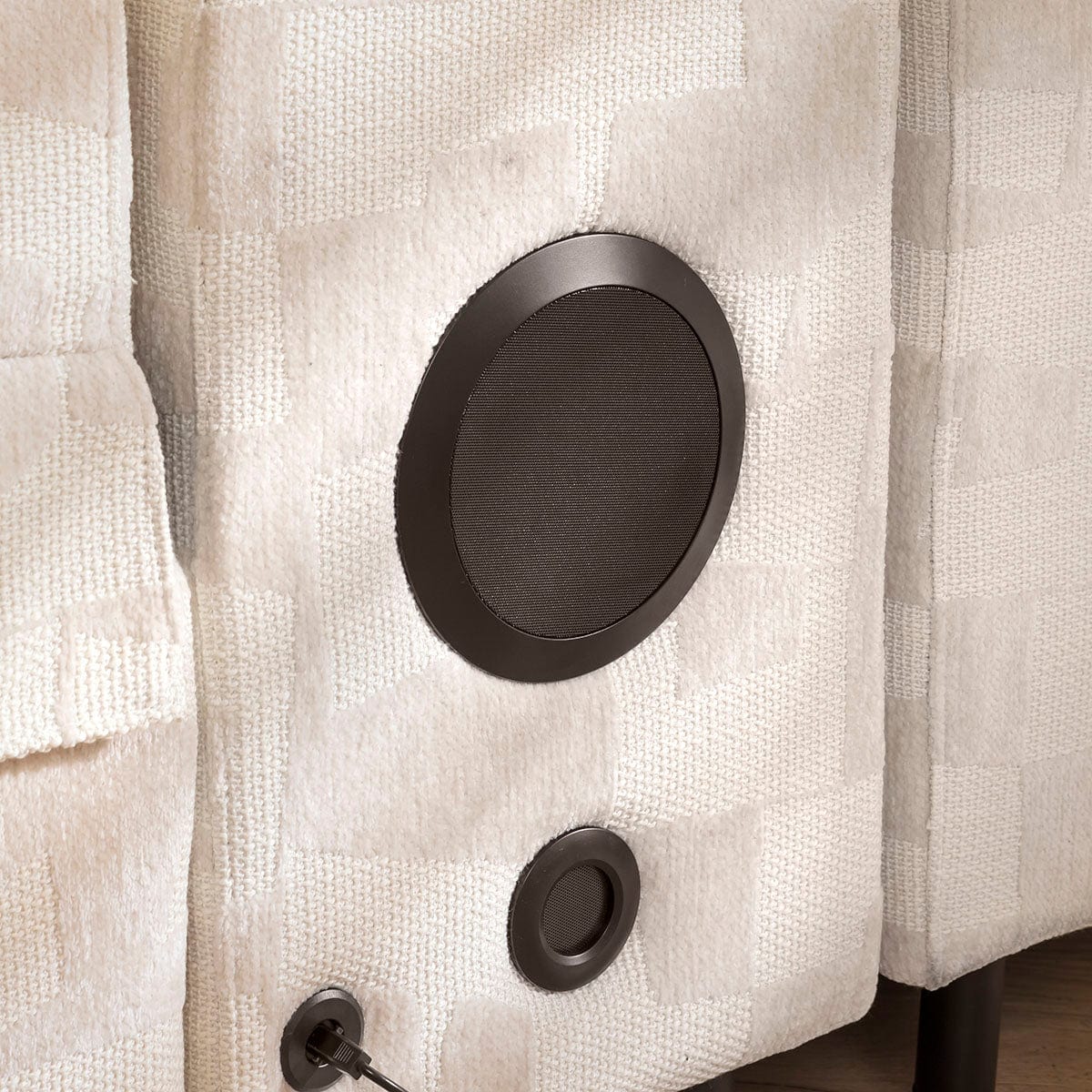 Sydney Large Recliner Corner Sofa with Built in Sound System & Storage Cream Pattern 340x300cm