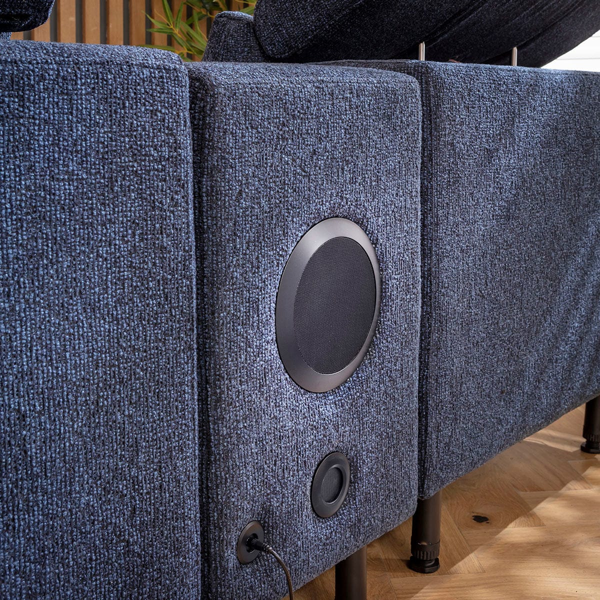 Sydney Large Recliner Corner Sofa with Built in Sound System & Storage Dark Blue 340x300cm