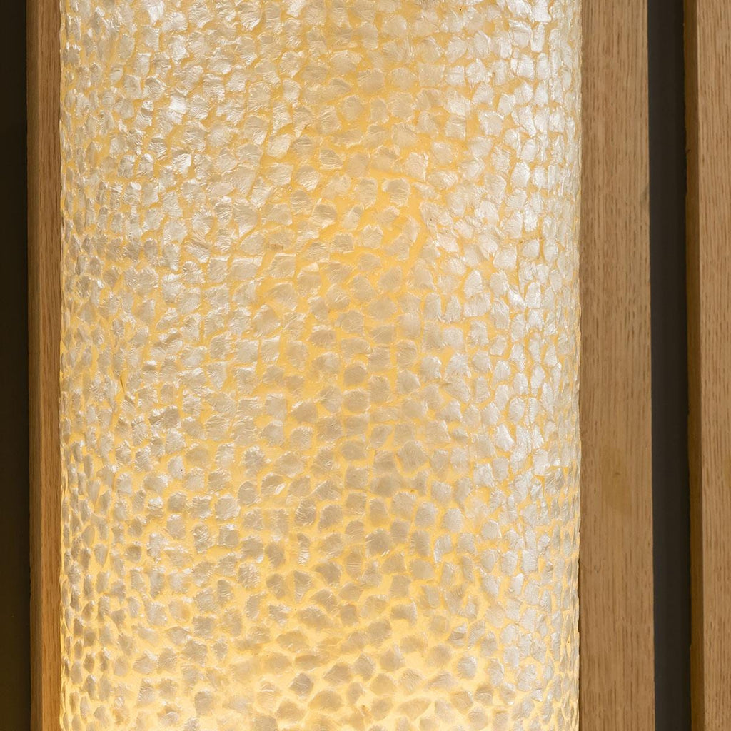 Tall Elegant Cylindrical Ivory Shell Patterned Floor Lamp 1500mm High