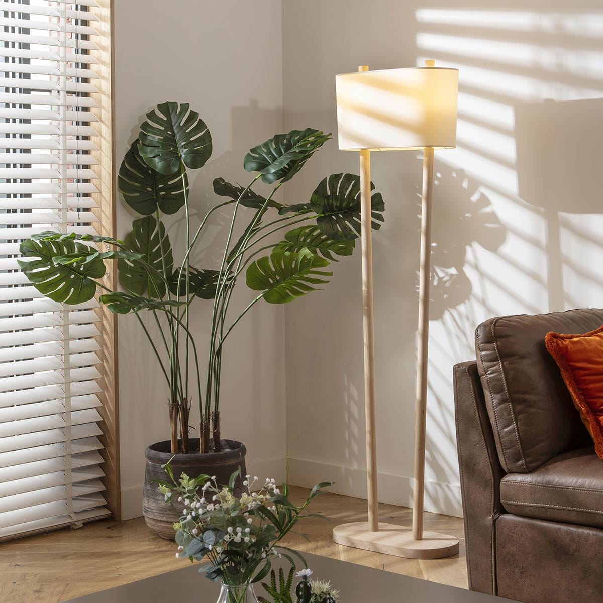 Tall Faux Fan Cheese Plant Artificial Potted Plant