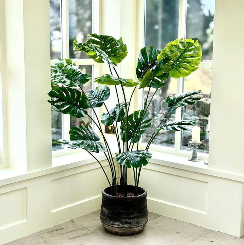 Tall Faux Fan Cheese Plant Artificial Potted Plant