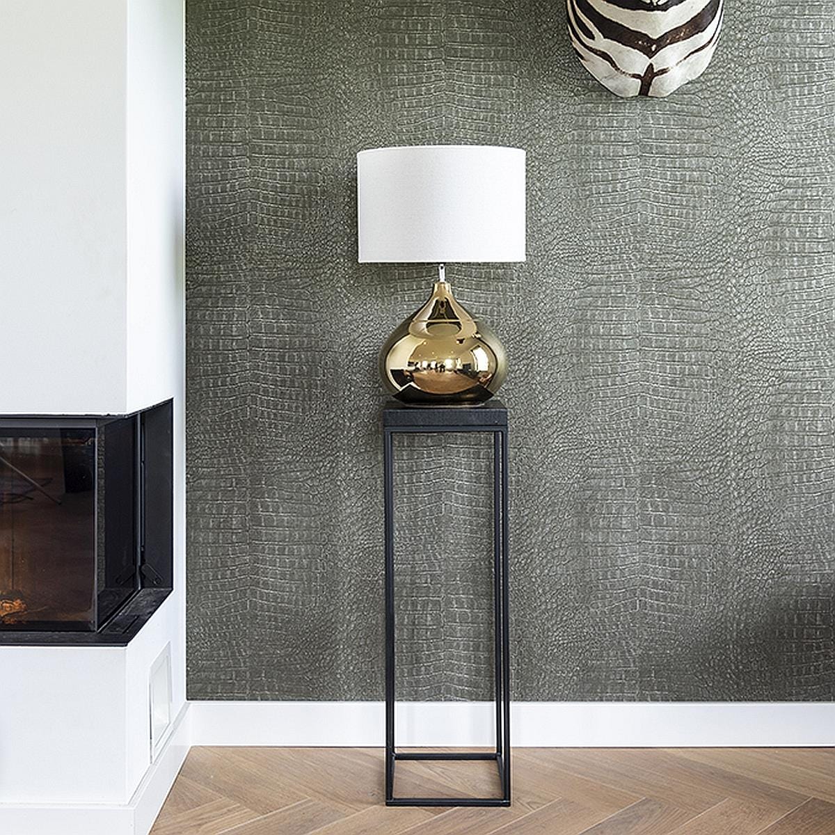 Tall Lamp Plant End Hall Table 950mm high Black Oak Steel Stock