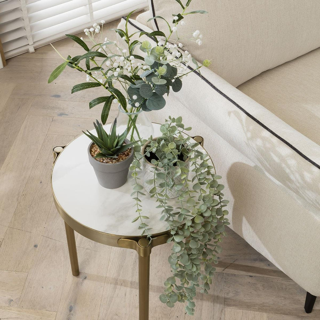 Tesoro Ceramic Side Table White 45cm