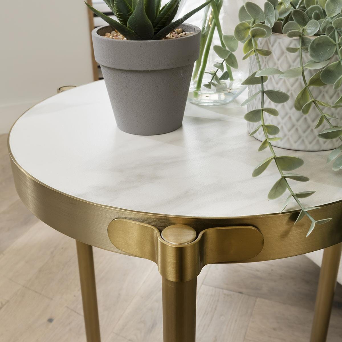 Tesoro Ceramic Side Table White 45cm