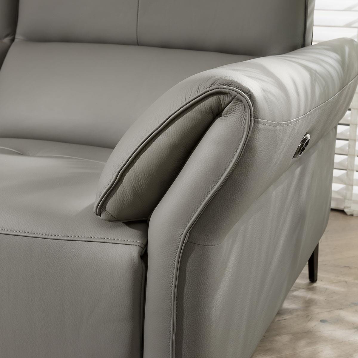 Louie Recliner 3 Seater Leather Sofa Grey