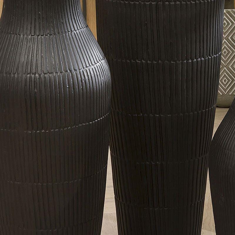 Trio Of Stunning Tall Scribed Black Vases 600 + 800 + 1000 High