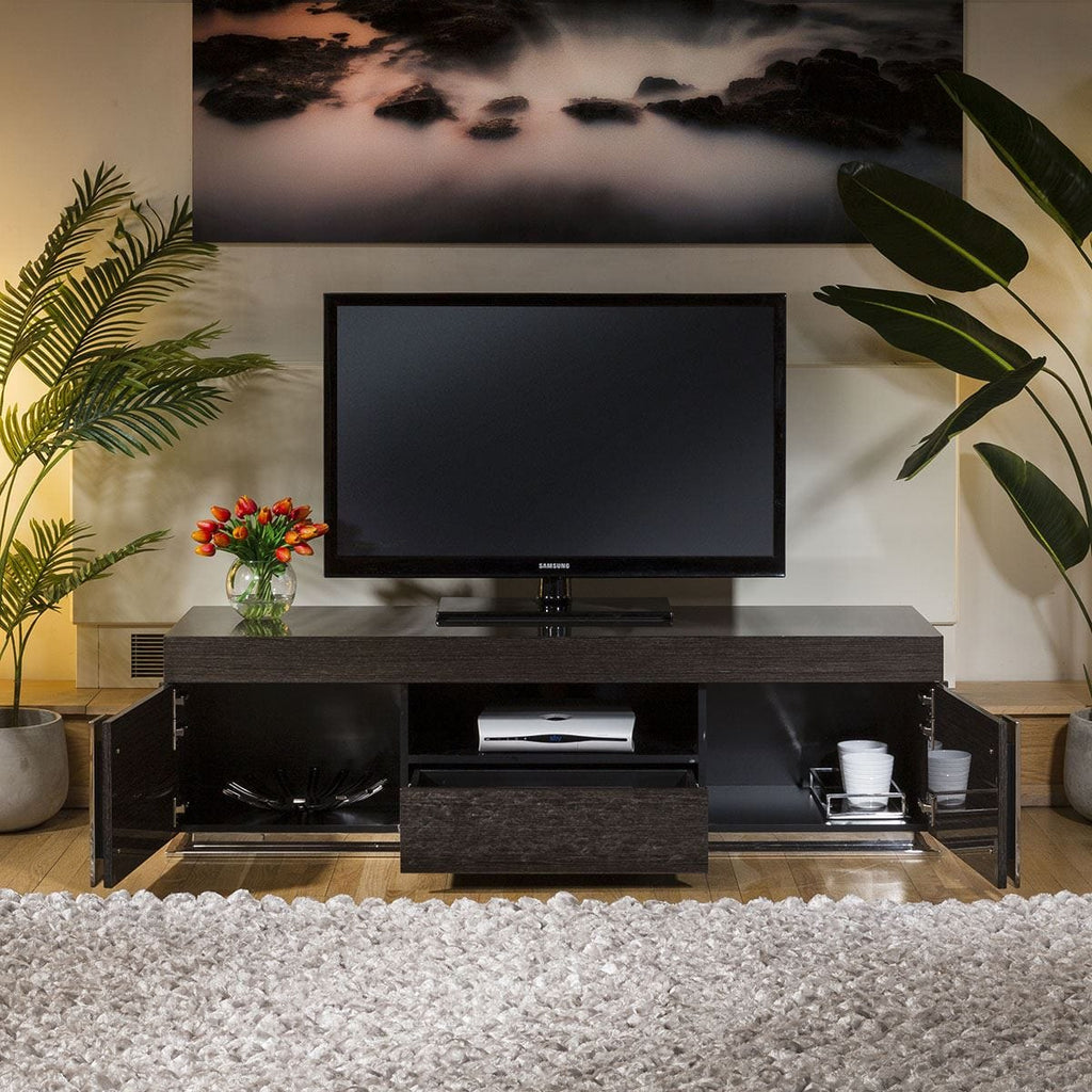TV Stand / Cabinet / Unit Lacquered Black Grain Veneer 912F