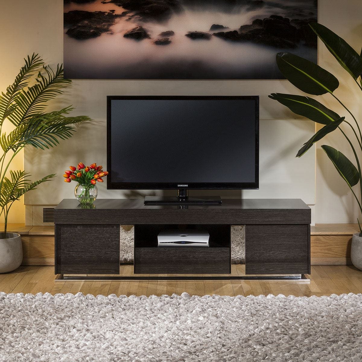 TV Stand / Cabinet / Unit Lacquered Black Grain Veneer 912F
