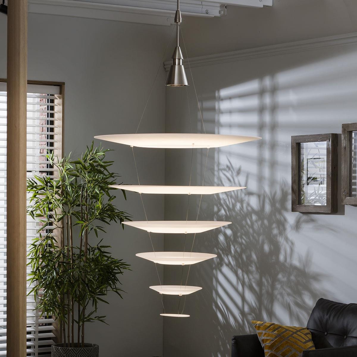 Ultra-Modern White Tiered Ring Chandelier Ceiling Light Pendant 68cm
