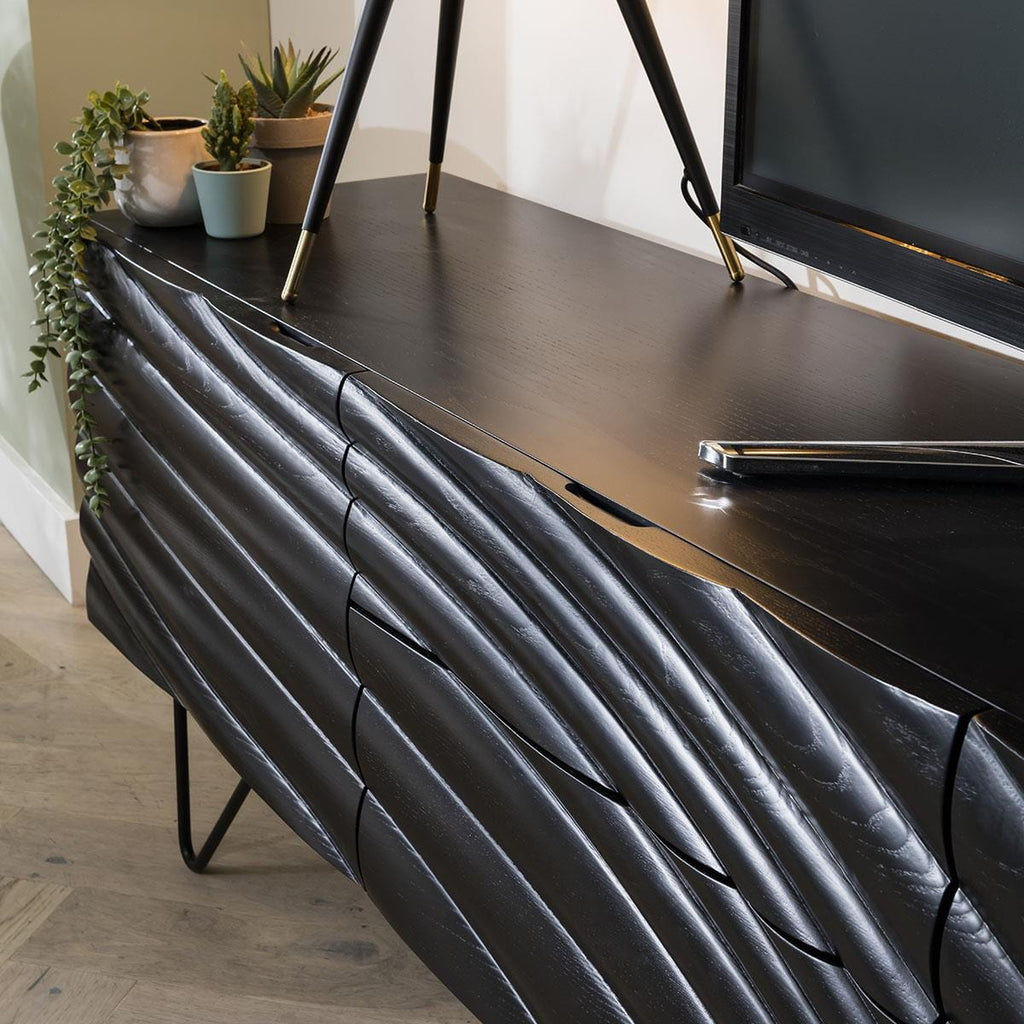 Unique Black Sideboard Nordic-Inspired Modern Cabinet - 180cm Ash Wood