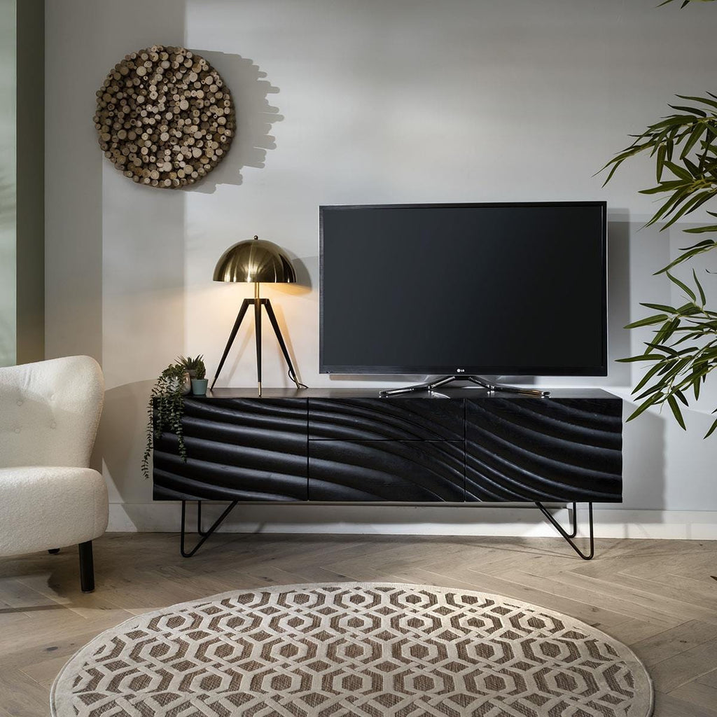 Unique Black Sideboard Nordic-Inspired Modern Cabinet - 180cm Ash Wood