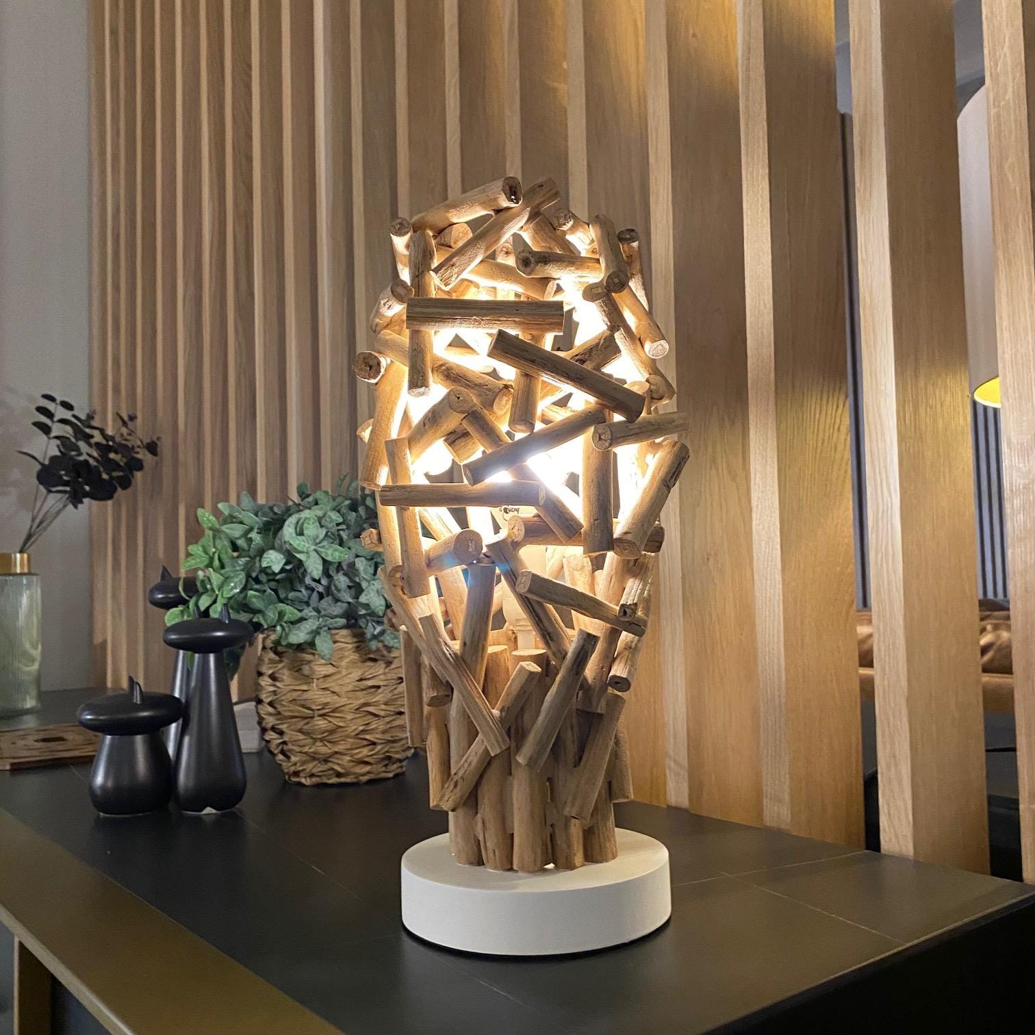 Unique Designer  Driftwood Table Lamp/Light 40cm high Muan small