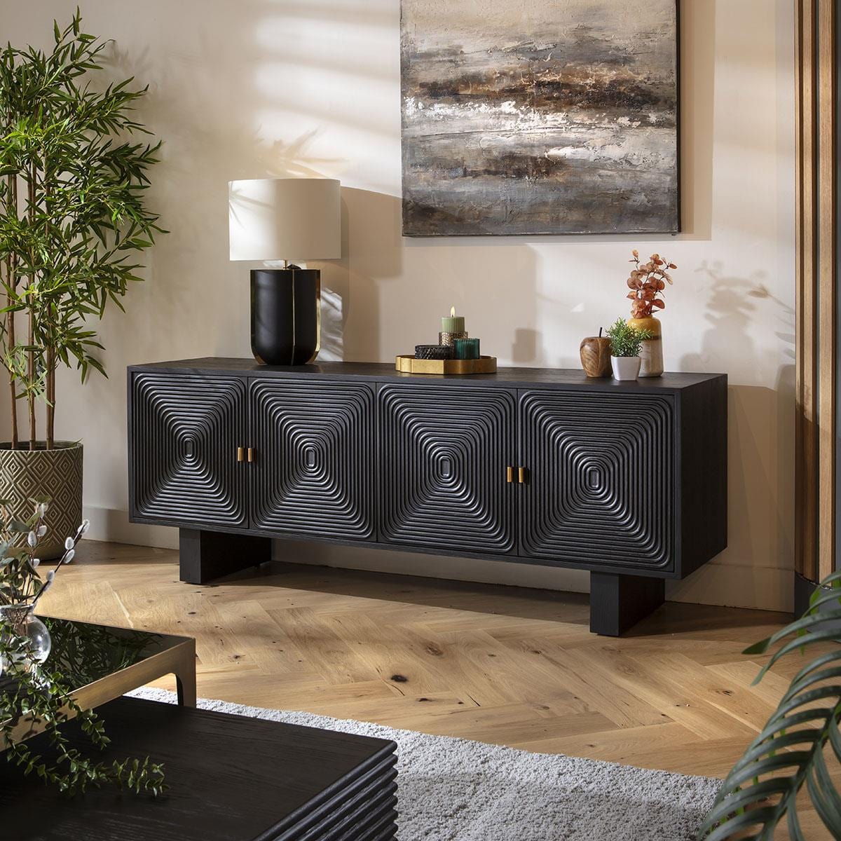 Octave 4 Door Sideboard Buffet Black 180cm