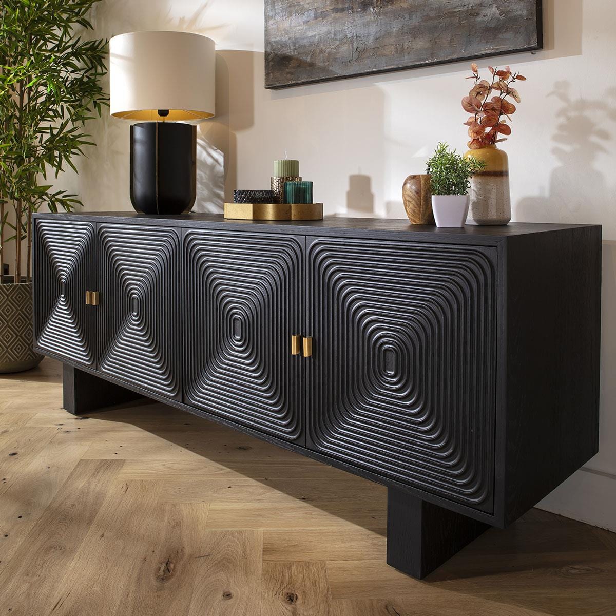 Octave 4 Door Sideboard Buffet Black 180cm