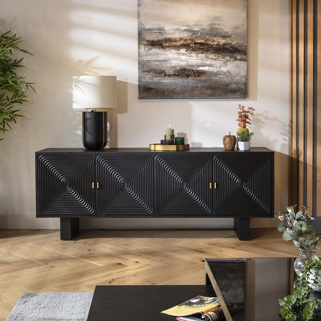 Octave 4 Door Sideboard Buffet Black 180cm