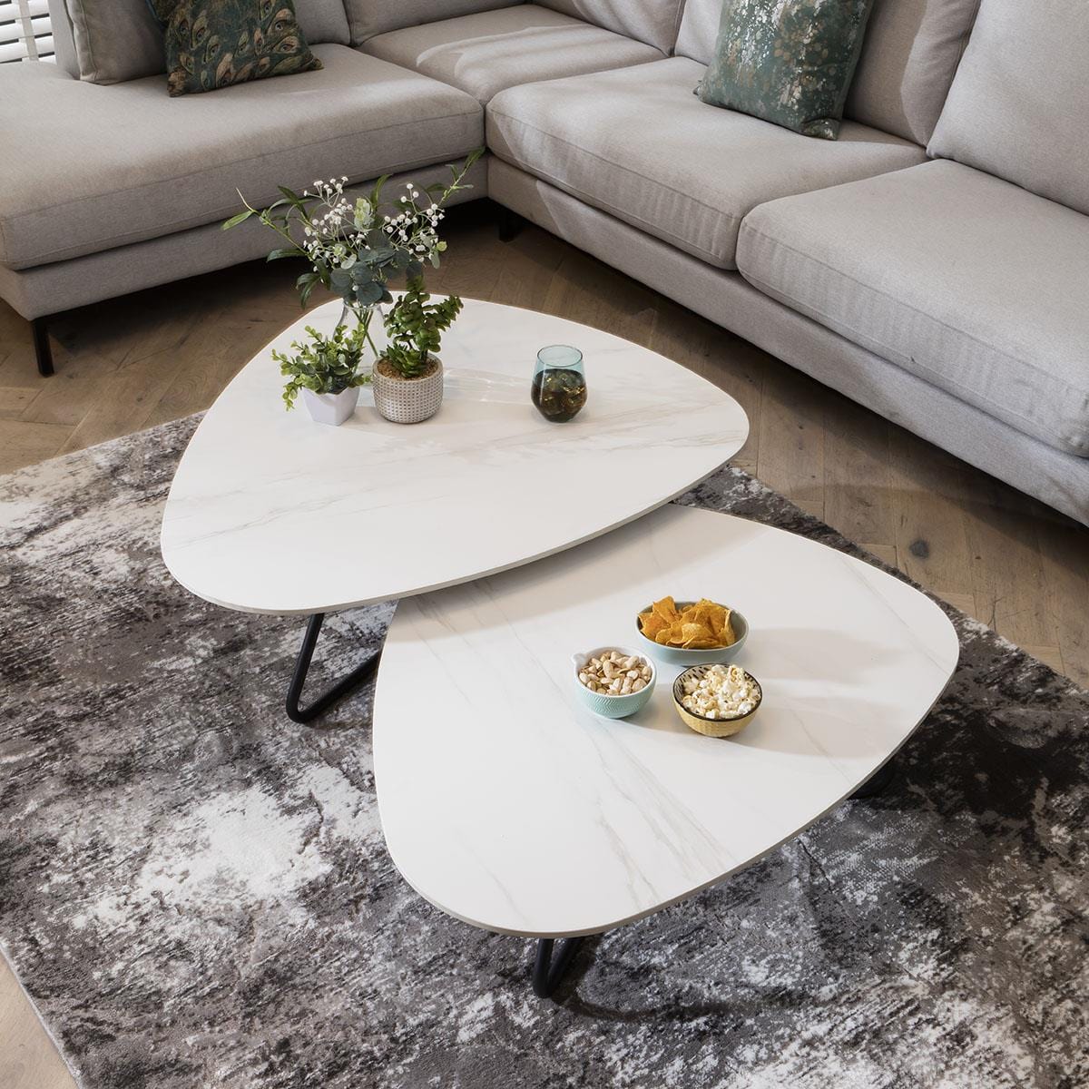 Lena Oblong Coffee Table Nest White