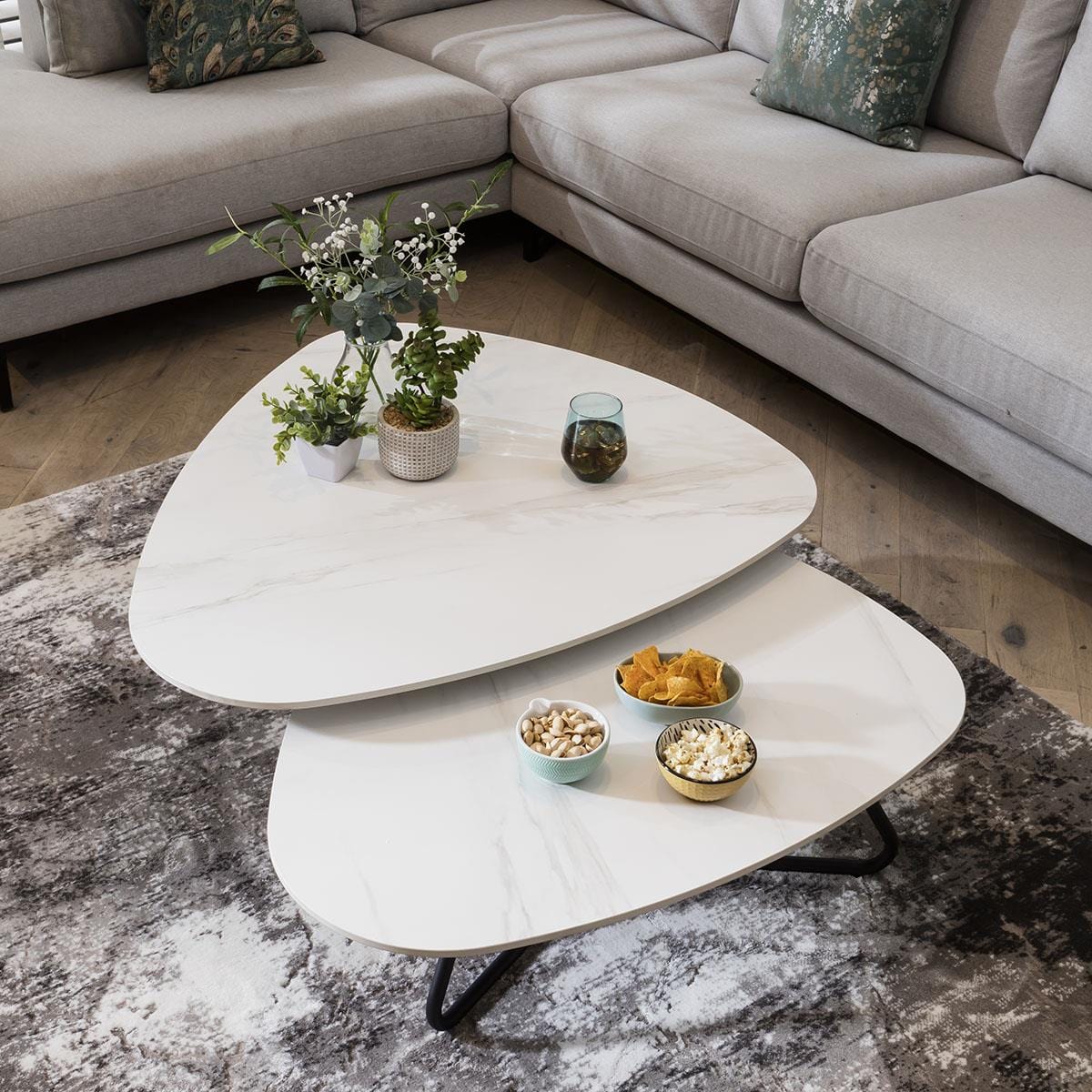 Lena Oblong Coffee Table Nest White