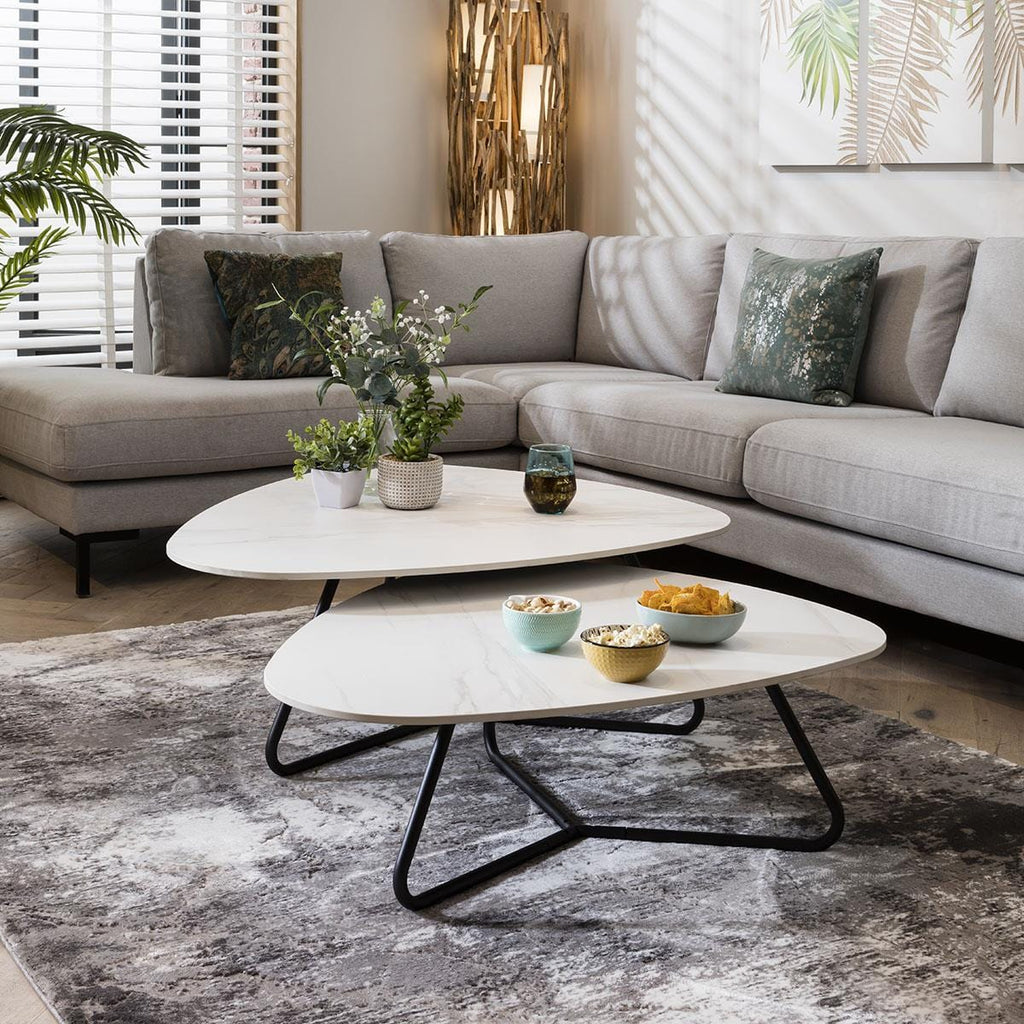 Lena Oblong Coffee Table Nest White