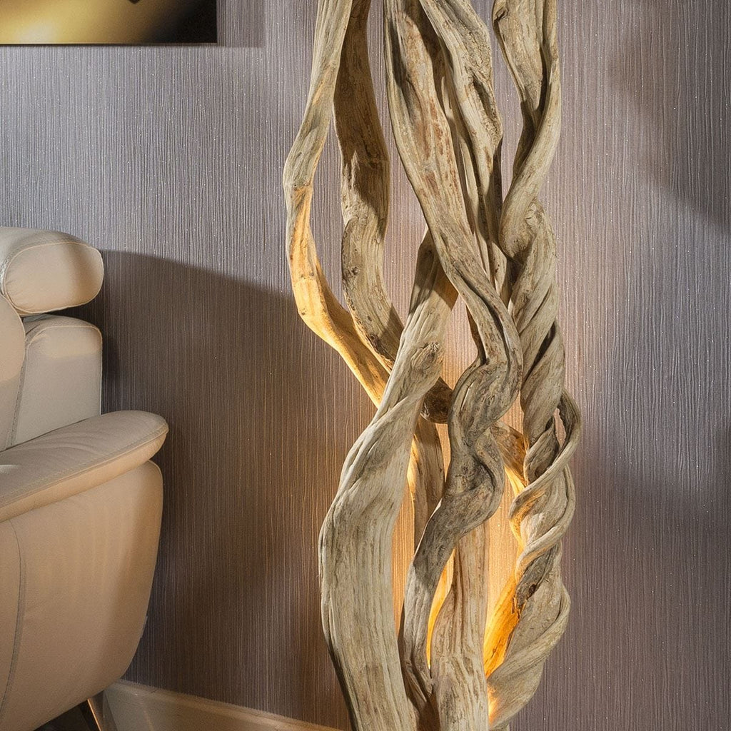 Unique Modern Designer driftwood halogen Floor Lamp/Light Black Base