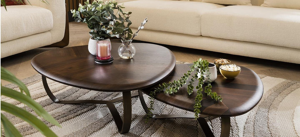 Rodez Nested Coffee Tables Set Brown Oak