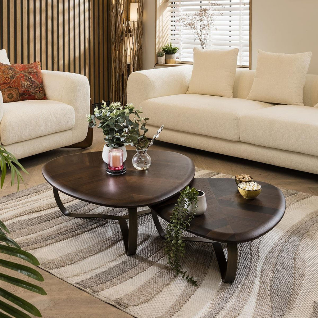 Rodez Nested Coffee Tables Set Brown Oak