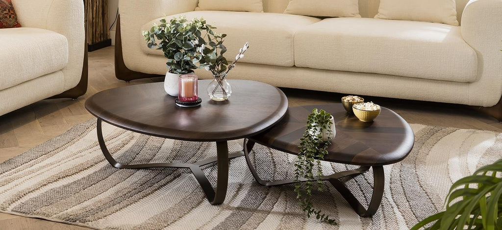 Rodez Nested Coffee Tables Set Brown Oak
