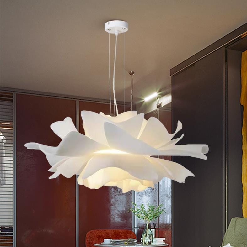 Unique Pendant Ceiling Light White Modern Lotus Flower Plastic 70cm