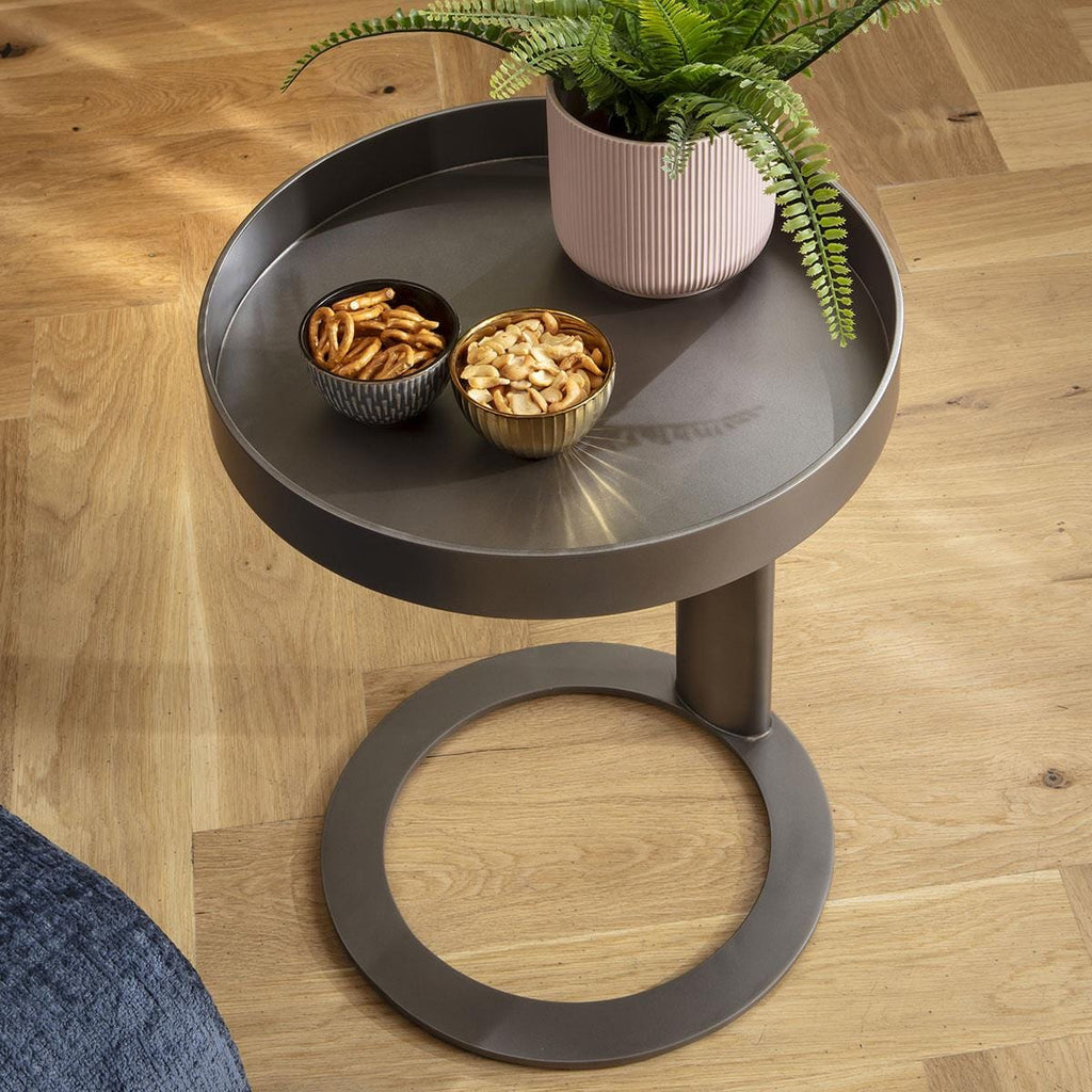 Forge Round Metal Side Table Grey 40cm