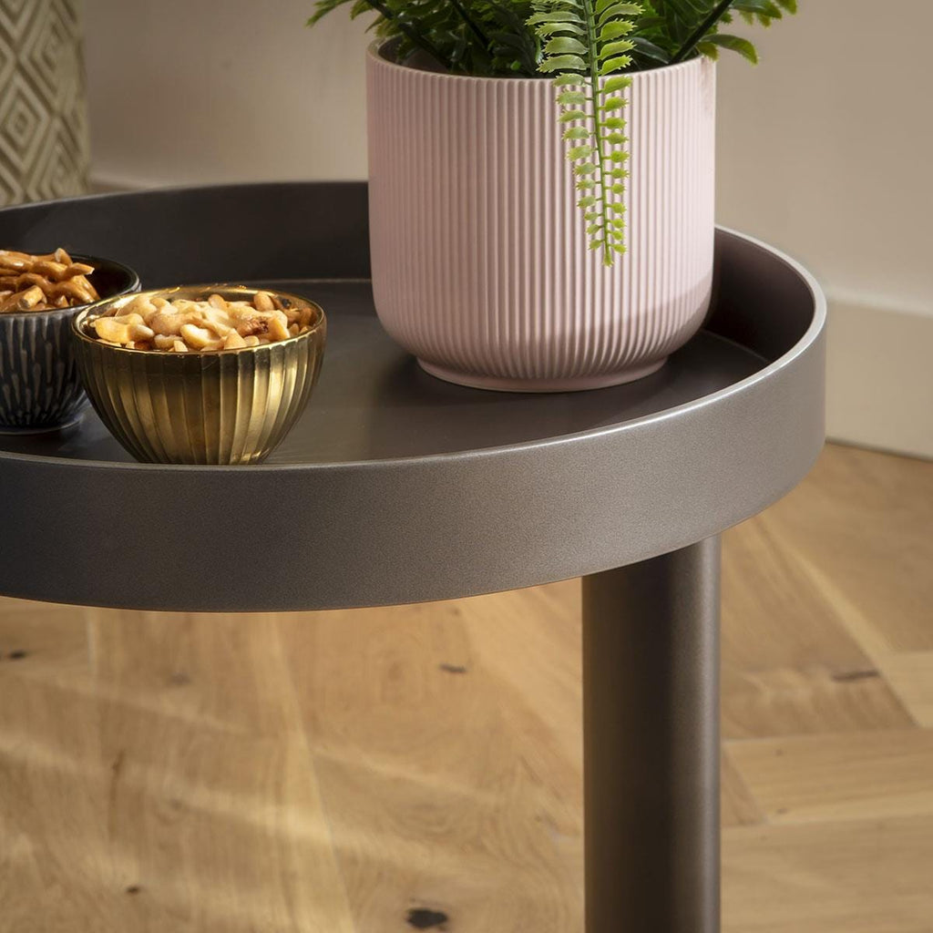 Forge Round Metal Side Table Grey 40cm