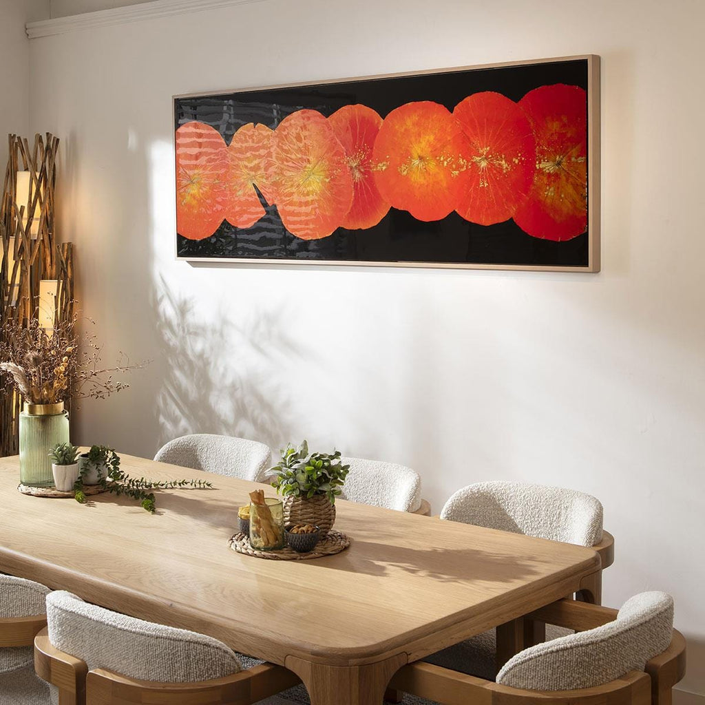 Wide Lotus Framed Wall Artwork Black & Red 200x70cm